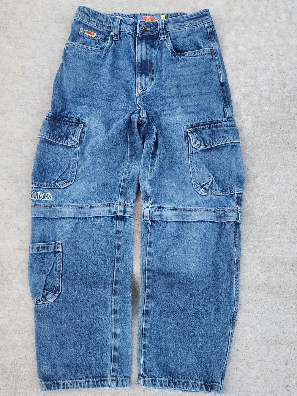 Empyre Blue Zip Off Cargo Denim Skate Pants, Mens Sz 28